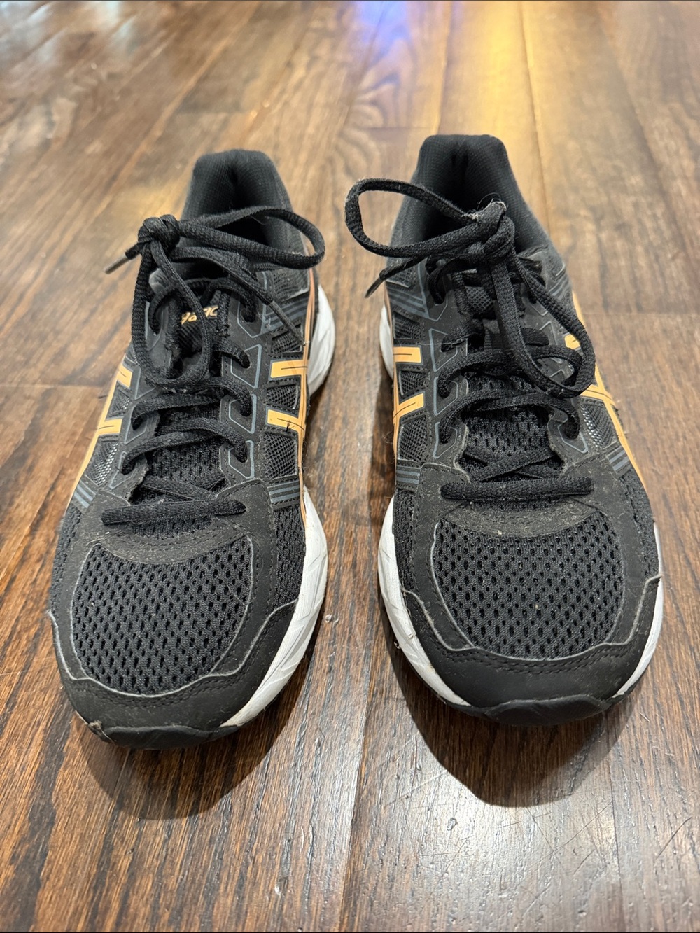 ASICS ladies Black Athletic Sneakers with Yellow Accents